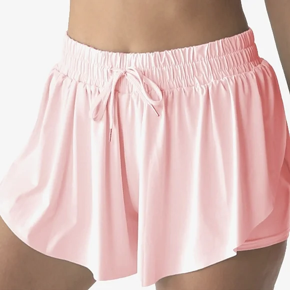Pink Flowy Balletcore Shorts - Picture 1 of 7